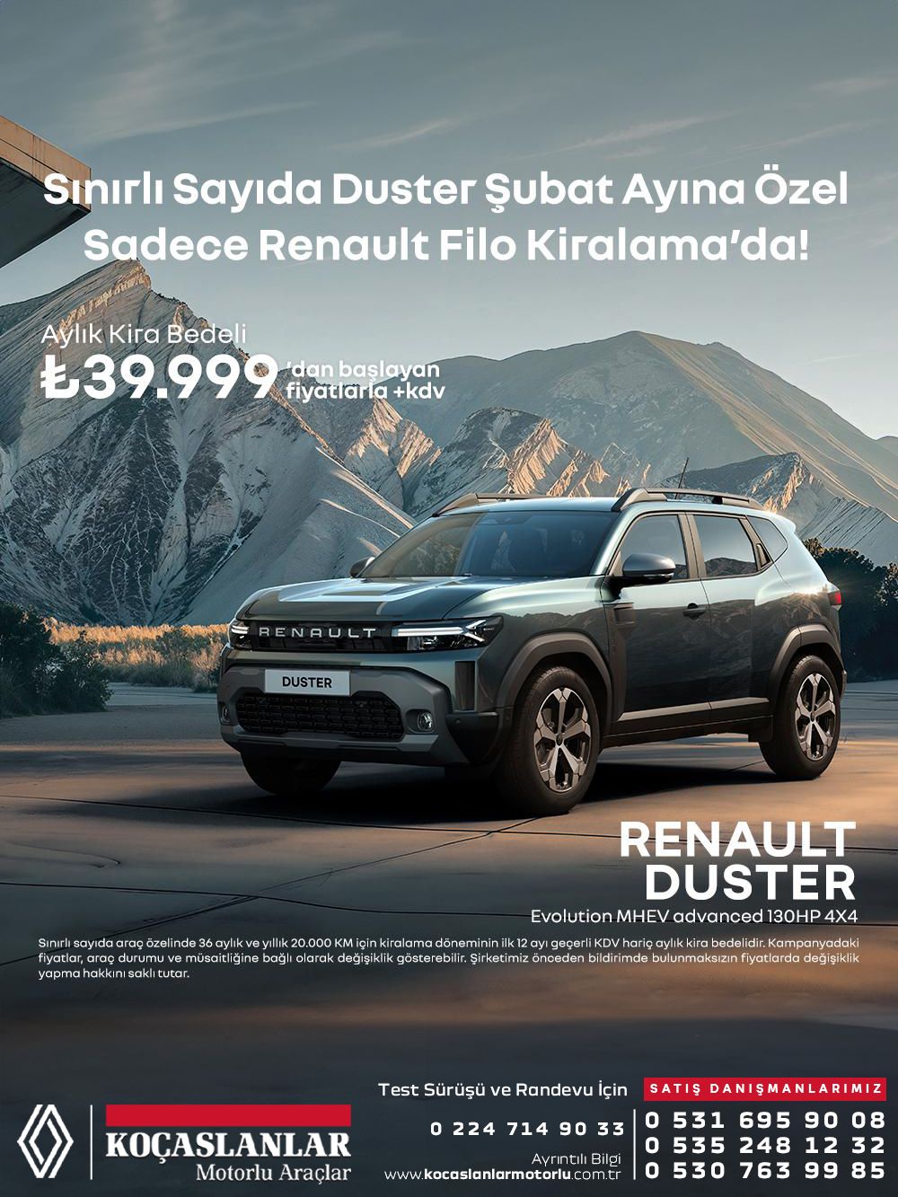 duster renault kiralama şubat